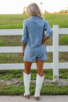 Fun Days Ahead Mineral Washed Romper - Denim