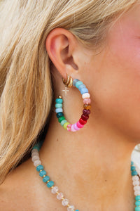 Berry Bliss Beaded Hoop Earrings - Multi