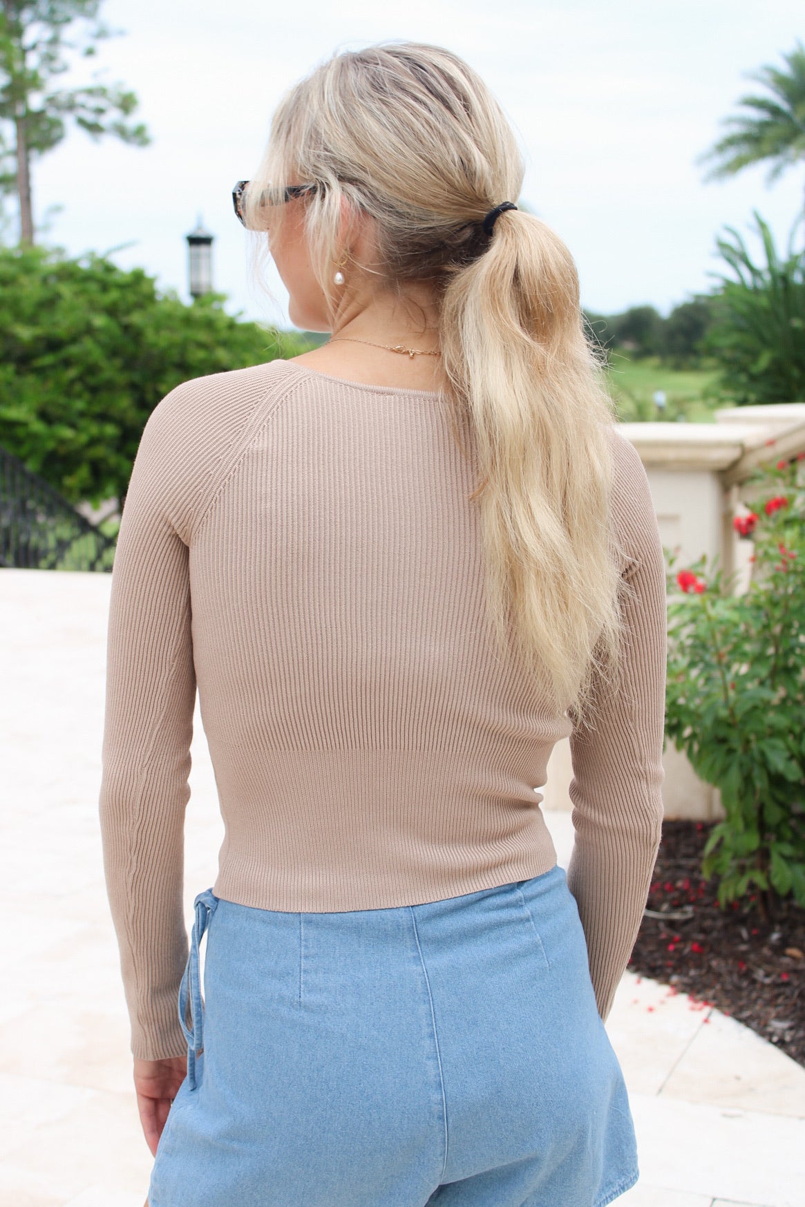 The Classic Charm Ribbed Button Down Cardigan - Khaki