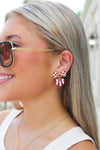 Gameday Heart Football Earrings - Burgundy