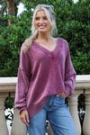 Dreamy Layers V-Neck Oversized Sweater - Burgundy