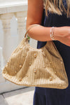 Elegant Summer Days Studded Clutch - Natural