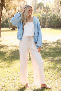 Shoreline Breeze Wide Leg Pants - Lt Khaki