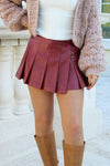 Festive Edge Pleated Mini Skort - Crimson