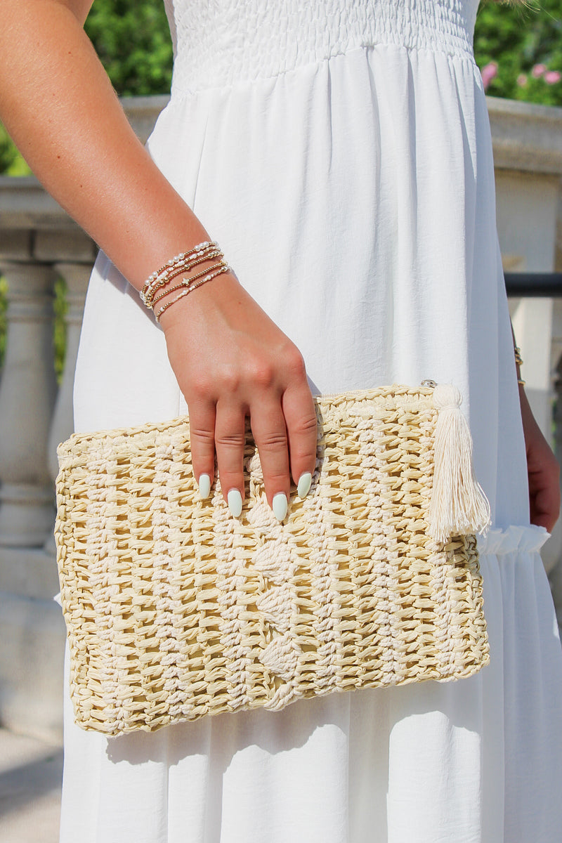By The Shore Knit Clutch Bag - Ivory