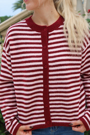 The Right Direction Striped Cardigan - Pink