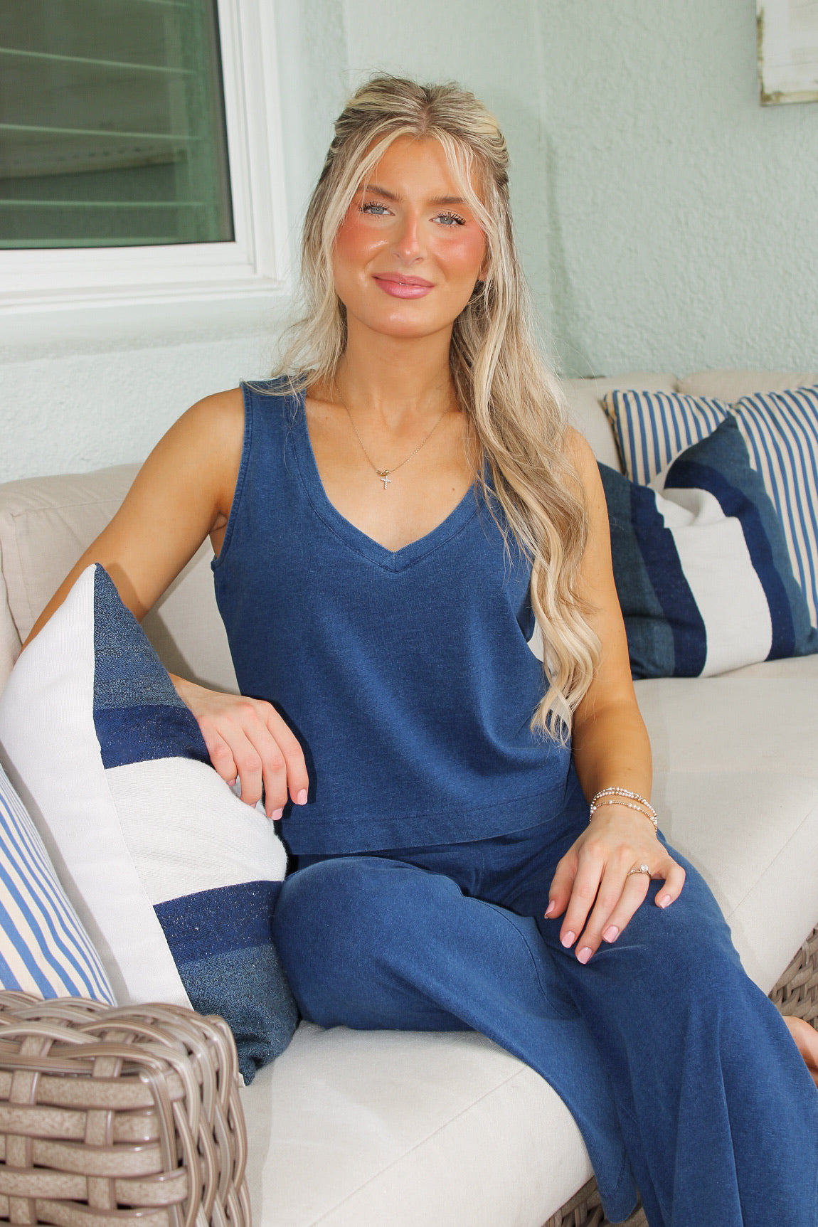 Z Supply: Sloane V-Neck Ribbed Tank -  Indigo