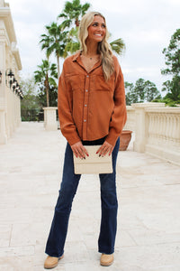 Dear John: Adrianna Ladder Trim Top - Pumpkin Spice