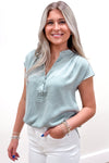 Spring Feelings V-Neck Top - Mint