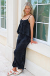 Effortless Days Mineral Washed Tie Top - Black