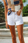 Summer Dreams Denim Frayed Hem Shorts - White