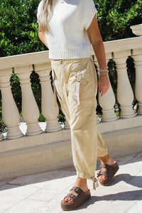 Follow My Path Cargo Jogger Pants - Taupe