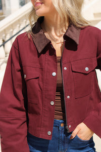 Harvest Ridge Cropped Barn Jacket - Wine