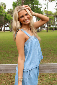 Soft Tide Flowy Top - Denim Wash