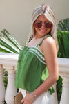 Seabreeze Sleeveless Flowy Crop Top - Green