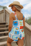 Seashore Days Square Crop Neck Top - Multi