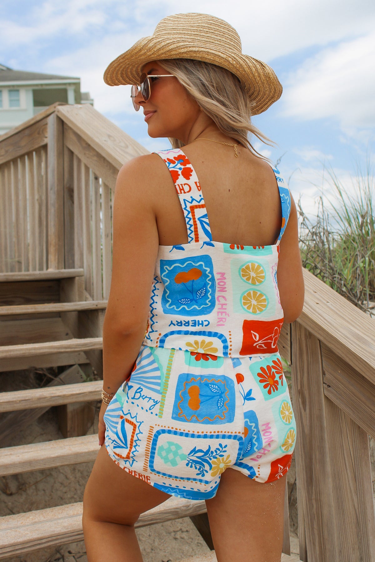 Seashore Days Square Crop Neck Top - Multi