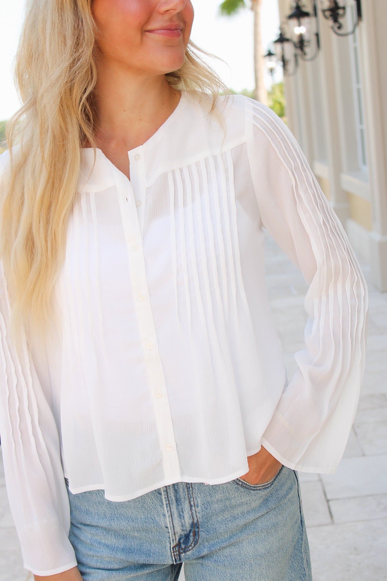 Sage The Label: Regina Woven Top - Ivory