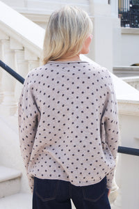 The Social Scene Polka Dot Cardigan - Lt Mocha