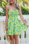 Have Some Fun Lemon Tie Back Mini Dress - Blue