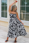 Endless Summers Floral Back Tie Midi Dress - Black