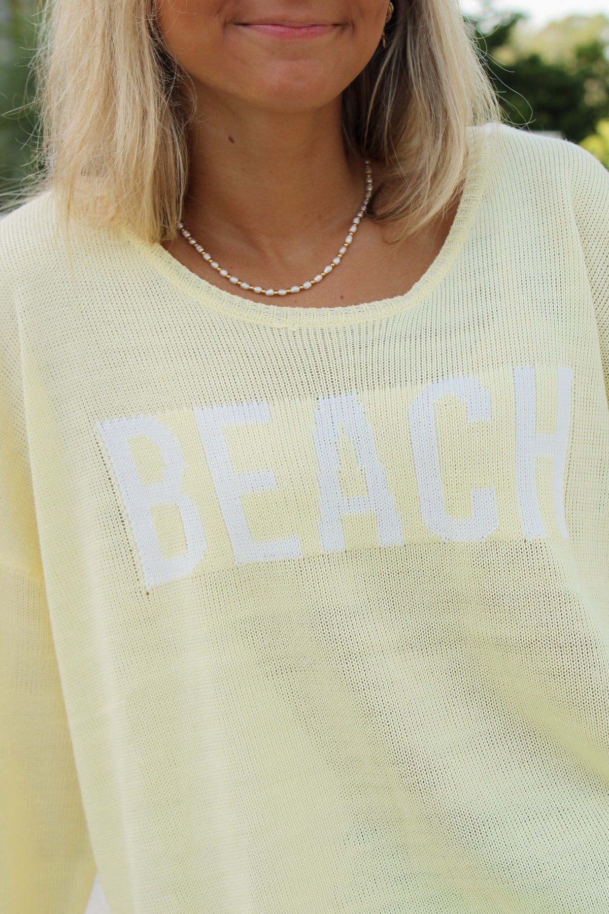 Cool Breeze BEACH Crew Neck Sweater - Lemonade