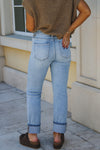 Riley High Rise Ankle Straight Cuffed Jeans - Lt Wash