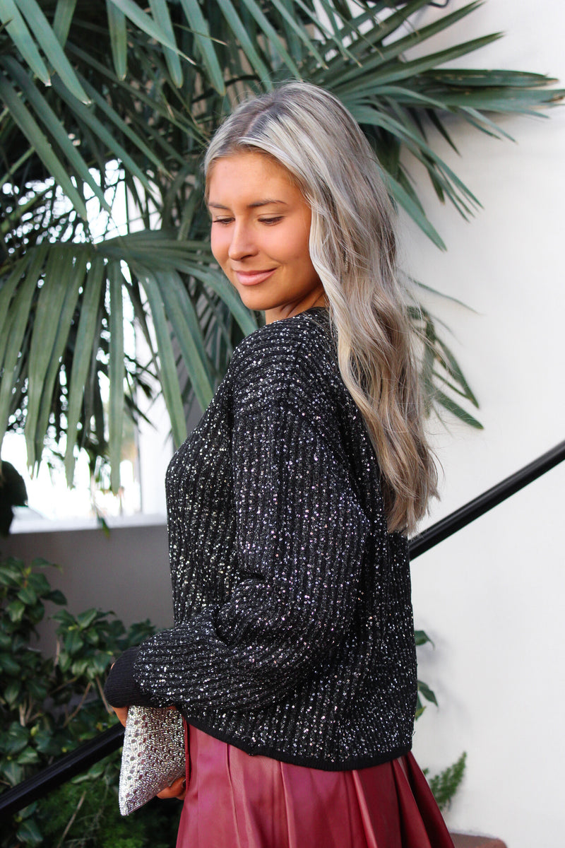 Z Supply: Gleam Sequin Sweater - Black