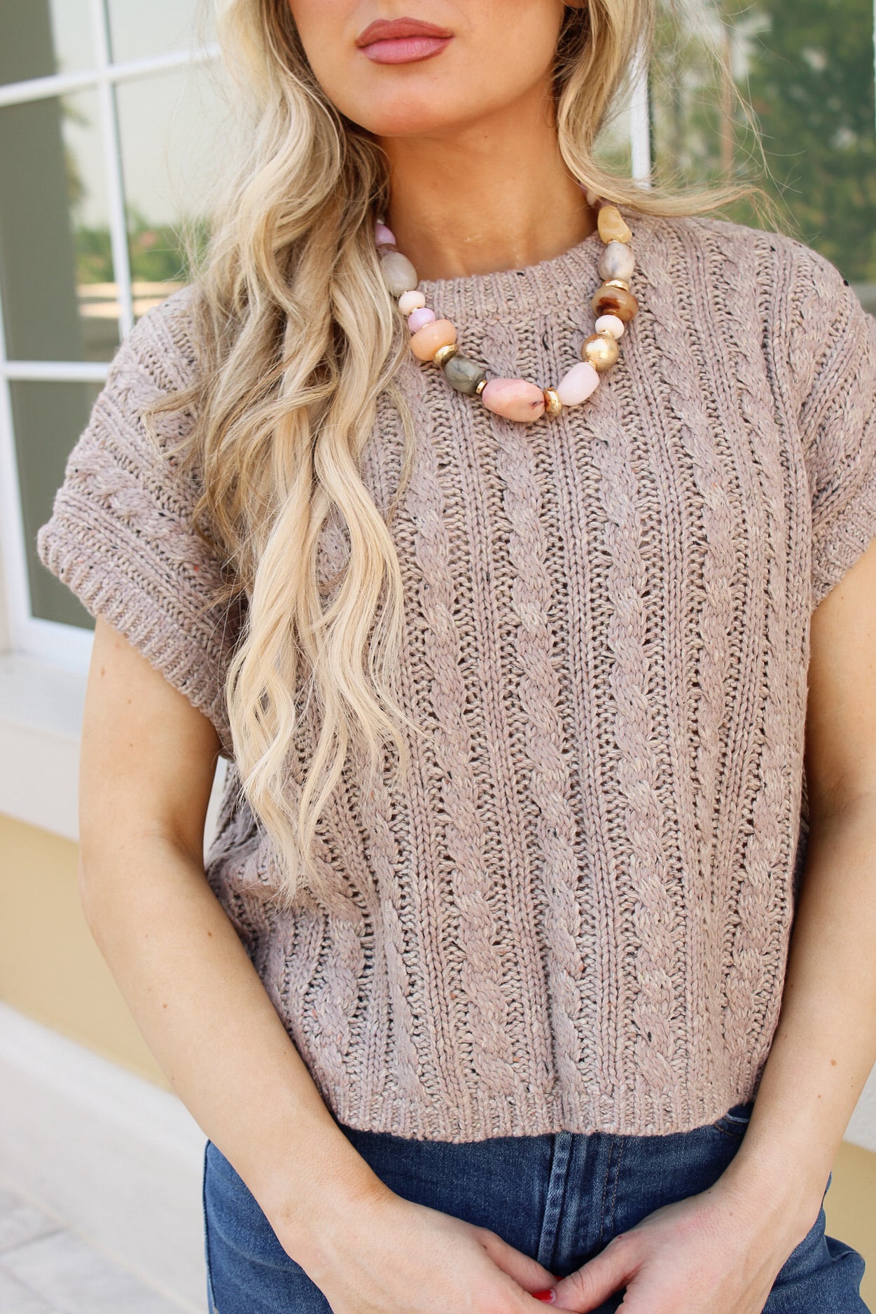 Sadie & Sage: Effortless Cable Knit Sweater Tank