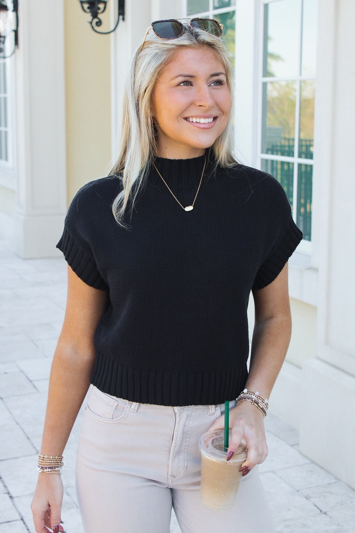 Feel The Vibe Mock Neck Cropped Sweater - Black
