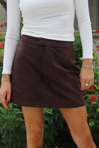 Z Supply: Perri Suede Mini Skirt - Dark Chocolate