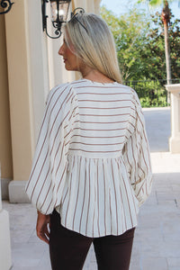 Chasing You Tie Front Striped Top - Coco