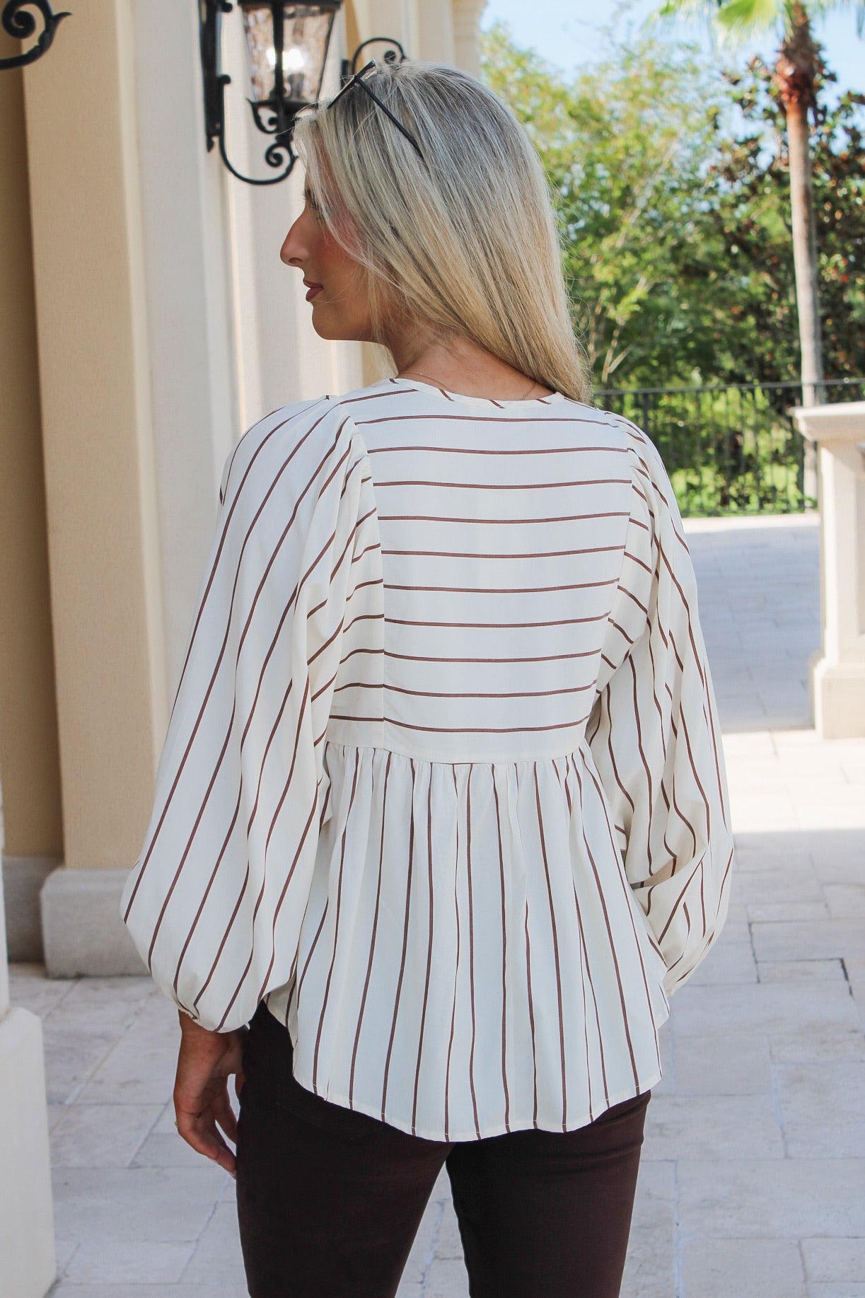 Chasing You Tie Front Striped Top - Coco