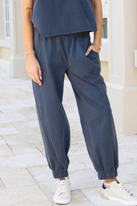 Weekend Mode Elastic Waist Joggers - Indigo