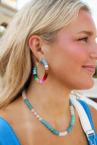 Berry Bliss Beaded Hoop Earrings - Multi