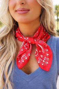 Bandana Print Scarf - Red