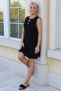 Blissful Bows Heavy Knit Mini Dress - Black