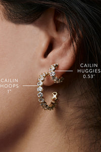 Kendra Scott: Cailin Crystal Huggie Earrings - White Crystal | Makk Fashions