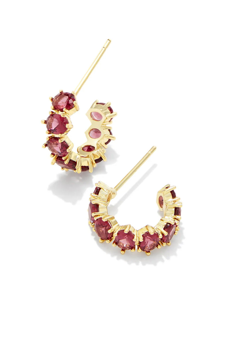 Kendra Scott: Cailin Crystal Huggie Earrings - Red Crystal | Makk Fashions