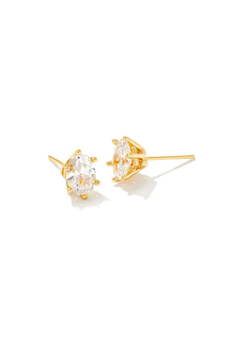 Kendra Scott: Cailin Crystal Stud Earrings - Gold | Makk Fashions