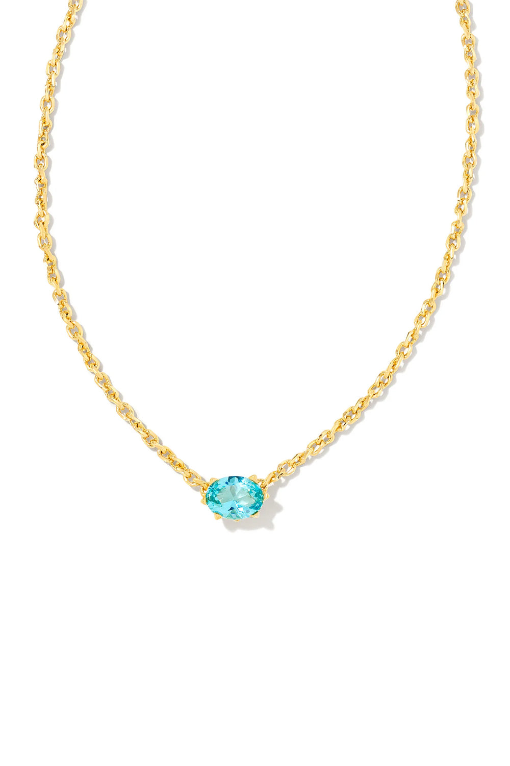 Kendra Scott: Cailin Gold Crystal Pendant Necklace - Aqua | Makk Fashions