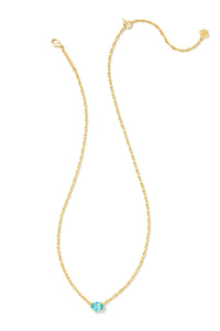 Kendra Scott: Cailin Gold Crystal Pendant Necklace - Aqua | Makk Fashions