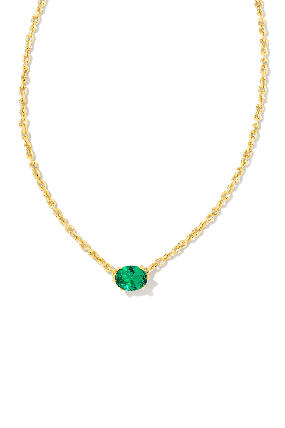 Kendra Scott: Cailin Gold Crystal Pendant Necklace - Green | Makk Fashions
