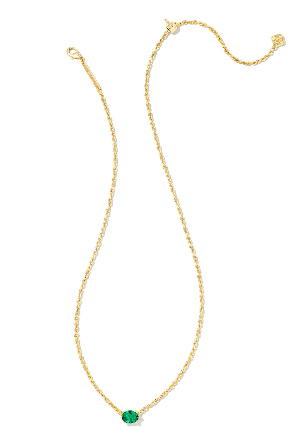 Kendra Scott: Cailin Gold Crystal Pendant Necklace - Green | Makk Fashions