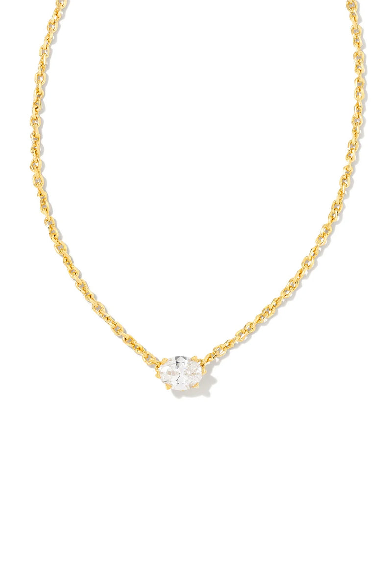 Kendra Scott: Cailin Gold Crystal Pendant Necklace - White Crystal | Makk Fashions