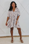 Call Of The Wild V-Neck Dress - Brown Multi | Makk Fashions