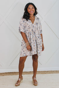 Call Of The Wild V-Neck Dress - Brown Multi | Makk Fashions