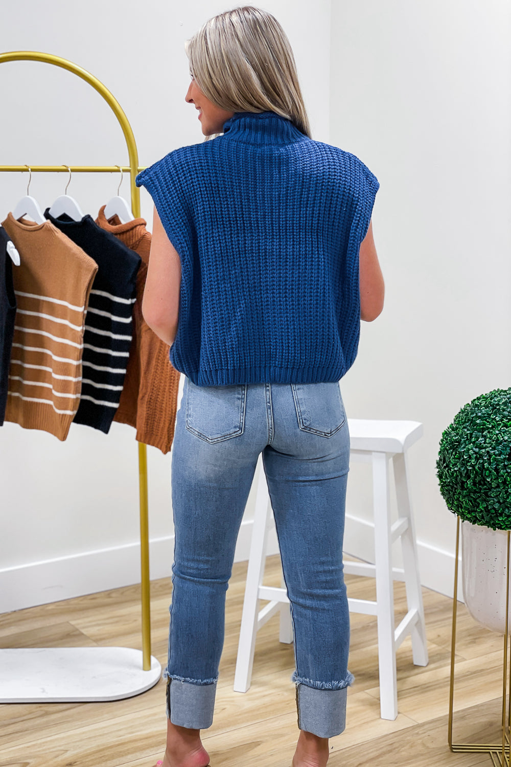 Calm & Cozy Sleeveless Mock Neck Sweater - Dusty Blue | Makk Fashions