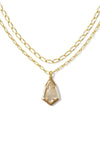 Kendra Scott: Camry Gold Enamel Frame Multi Strand Necklace - Natural Mother-of-Pearl | Makk Fashions