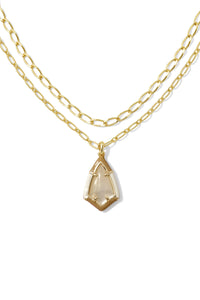 Kendra Scott: Camry Gold Enamel Frame Multi Strand Necklace - Natural Mother-of-Pearl | Makk Fashions